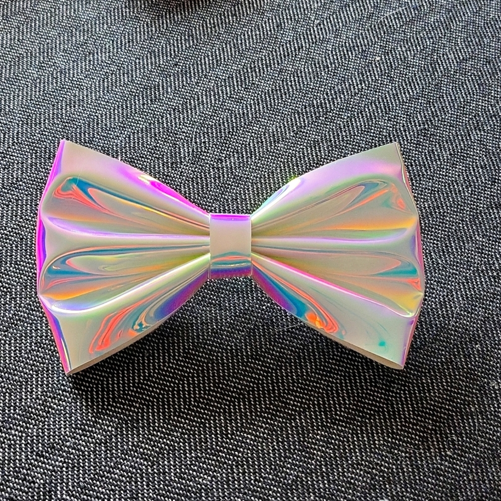Hair bow hollographic pink purple blue